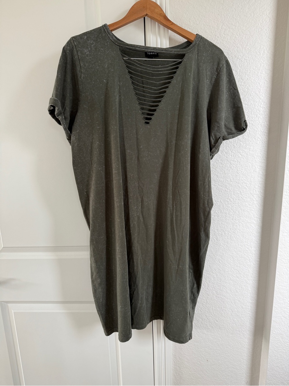 Torrid Mini Jersey Destructed Front T-Shirt Dress
